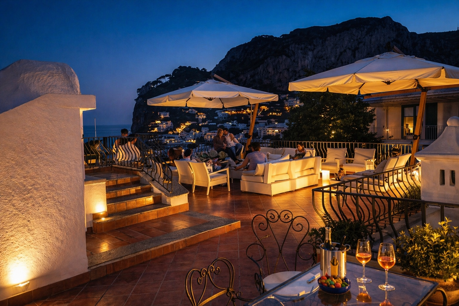 Villa Silia · Terrace at night